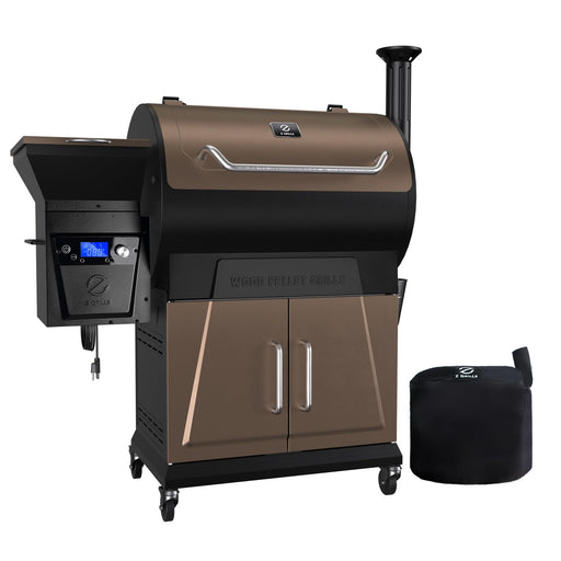 Z GRILLS Newest Wood Pellet Grill Smoker with PID 2.0 Controller, LCD Screen, 2 Meat Probes, Huge Storage Cabinet, 697 sq in Cooking Area, Rain Cover for Outdoor BBQ, 700D6, Bronze