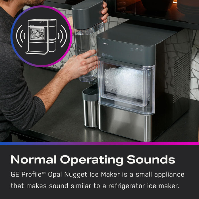 GE Profile Opal 2.0 XL with 1 Gallon Tank, Chewable Crunchable Countertop Nugget Ice Maker, Scoop Included, 38 lbs in 24 s, Pellet Ice Machine with WiFi & Smart Connected, Stainless Steel (